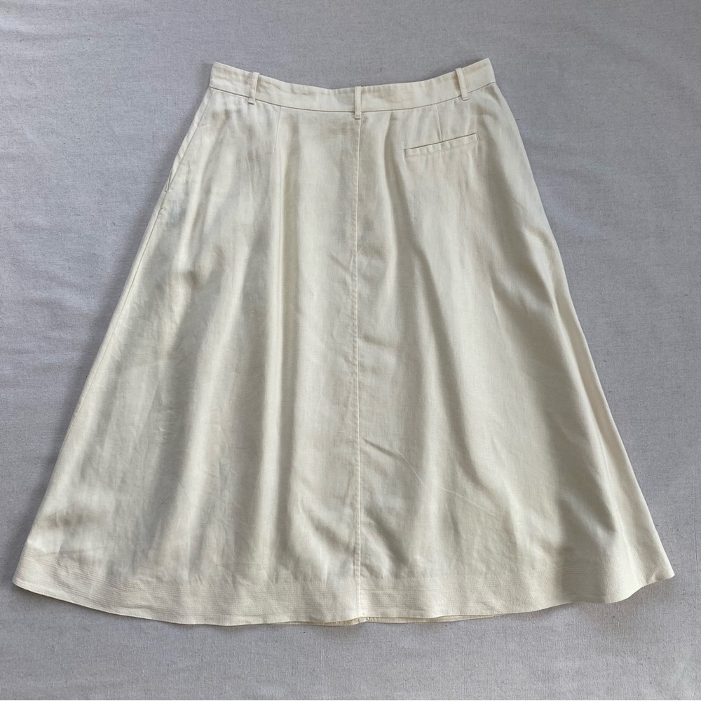 Lafayette 148 New York Rosabella Ivory Linen Pleated Flare Skirt With Pockets - Picture 8 of 11